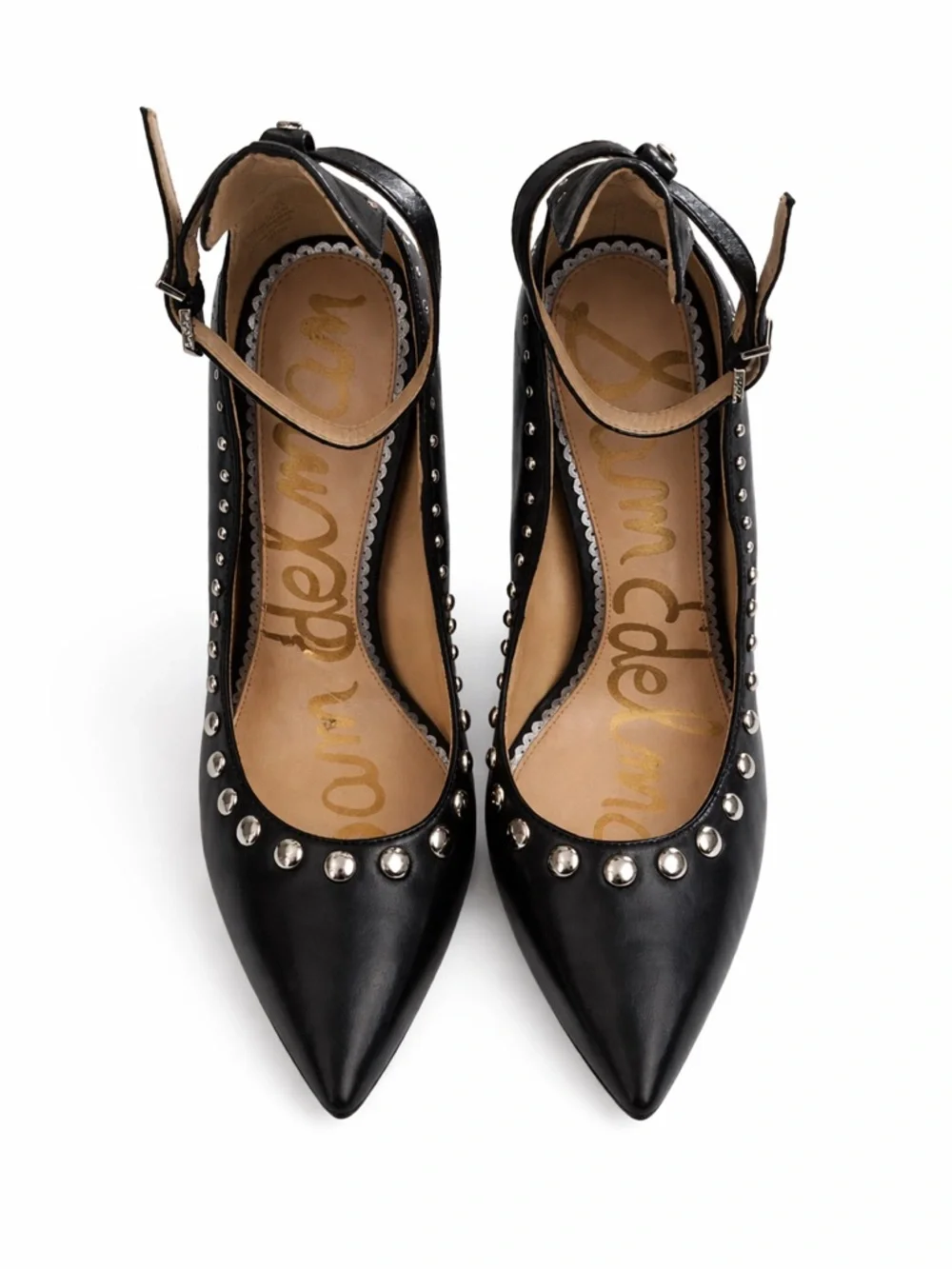 Sam Edelman Helen Studded Ankle Strap Pumps Black Leather Size 9 EUC ♣️ - Picture 3 of 4